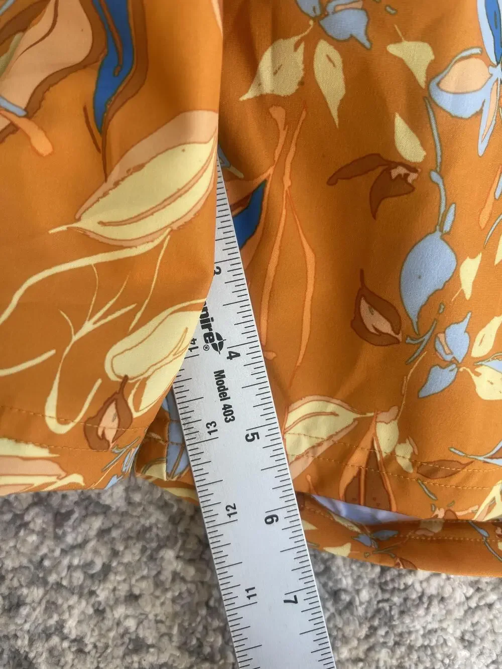 prAna Swim Trunks Mens Medium Orange Blue Floral Board Shorts Mesh Lined Pocket